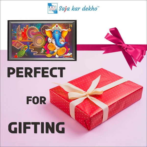 SAJA KAR DEKHO GANESH JI PHOTO High Quality Weather Resistant HD Wall Frame  | 18 x 12 inch |  - 18 X 12 inch