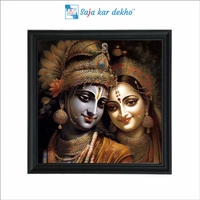 SAJA KAR DEKHO Radha Krishna Photo High Quality Weather Resistant HD Wall Frame  | 20 x 20 inch | - 20 X 20 inch