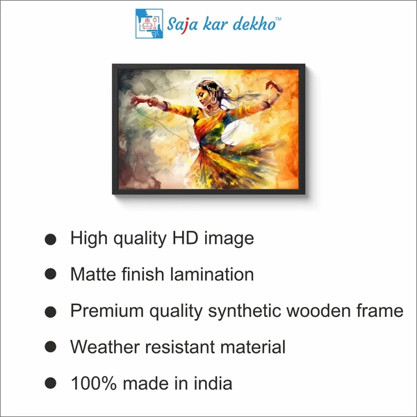 SAJA KAR DEKHO Pretty Dancing Indian Girl Beautiful Woman Painting High Quality Weather Resistant HD Wall Frame  | 18 x 12 inch | - 18 X 12 inch