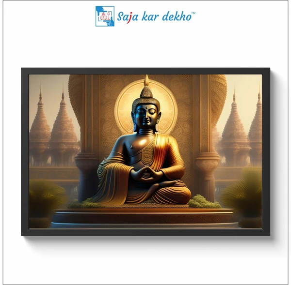 SAJA KAR DEKHO God Buddha High Quality Weather Resistant HD Wall Frame  | 18 x 12 inch | - 18 X 12 inch