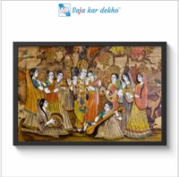 SAJA KAR DEKHO Radha Krishna With Gopi High Quality Weather Resistant HD Wall Frame  | 18 x 12 inch | - 18 X 12 inch