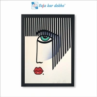 SAJA KAR DEKHO Robin Morris Black And White Stripes High Quality Weather Resistant HD Wall Frame | 18 x 12 inch | - 18 X 12 inch