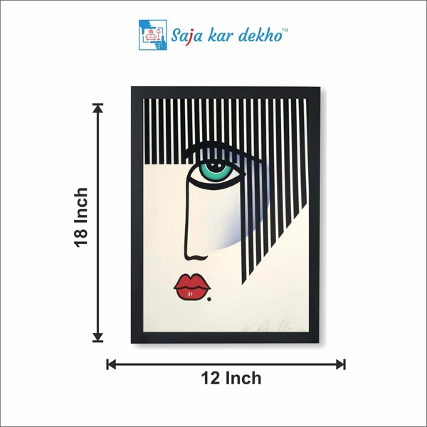 SAJA KAR DEKHO Robin Morris Black And White Stripes High Quality Weather Resistant HD Wall Frame | 18 x 12 inch | - 18 X 12 inch