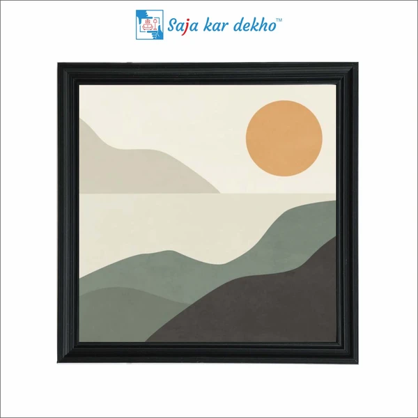 SAJA KAR DEKHO Mountain And Sun Abstract High Quality Weather Resistant HD Wall Frame | 20 x 20 inch | - 20 X 20 inch