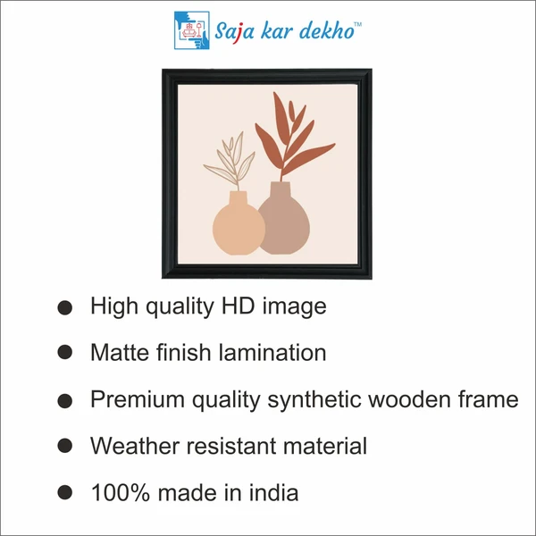 SAJA KAR DEKHO Two Vases Art Digital Print High Quality Weather Resistant HD Wall Frame | 20 x 20 inch | - 20 X 20 inch