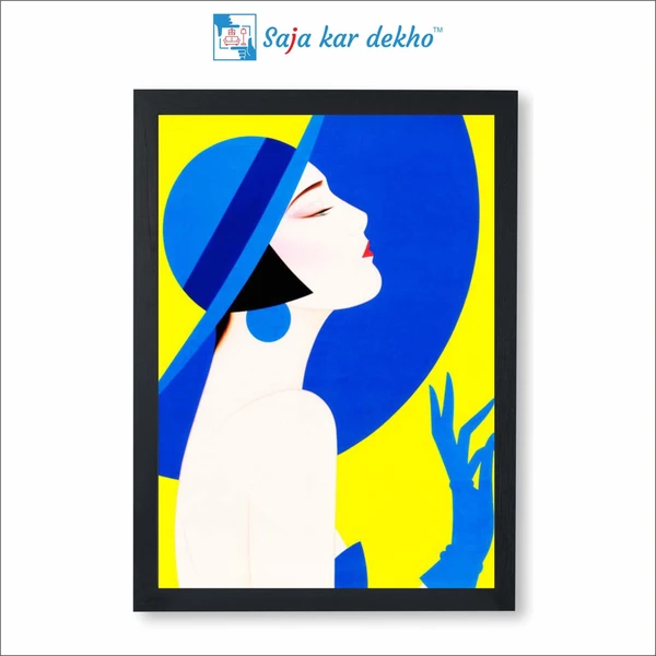 SAJA KAR DEKHO Ladies With Hats Ideas High Quality Weather Resistant HD Wall Frame | 18 x 12 inch | - 18 X 12 inch