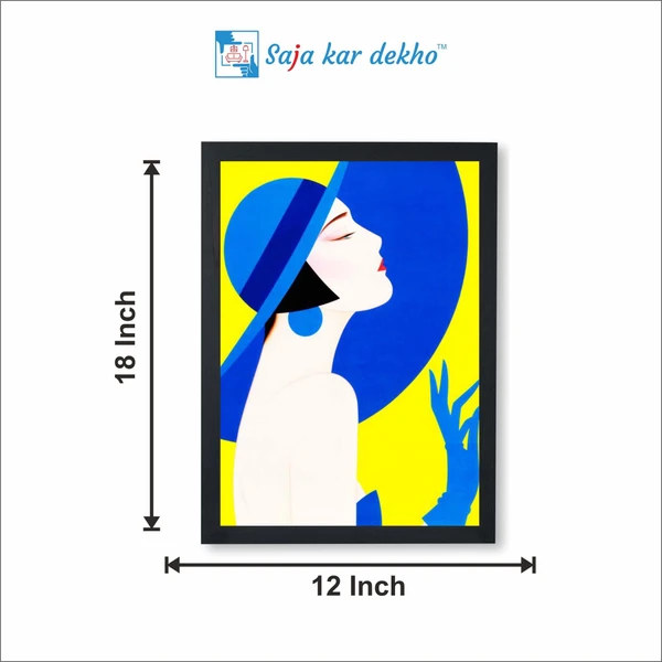 SAJA KAR DEKHO Ladies With Hats Ideas High Quality Weather Resistant HD Wall Frame | 18 x 12 inch | - 18 X 12 inch