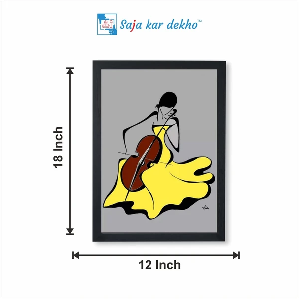SAJA KAR DEKHO Girl Guitar Music High Quality Weather Resistant HD Wall Frame | 18 x 12 inch | - 18 X 12 inch