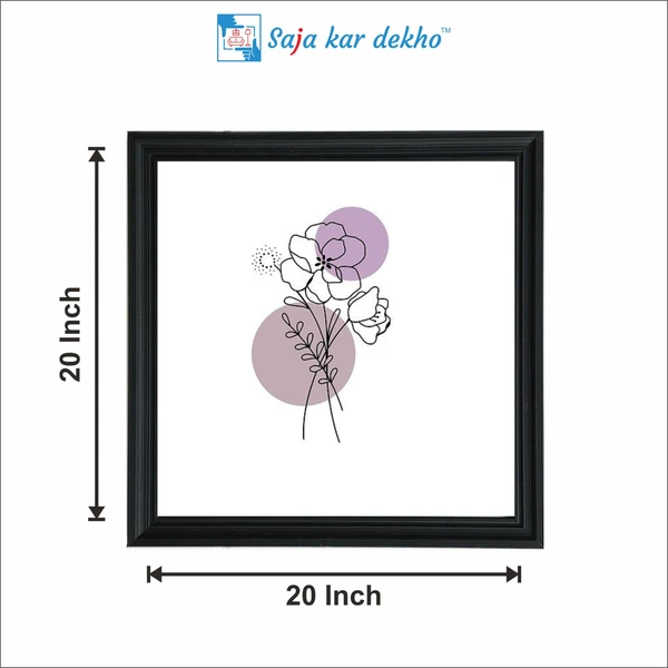 SAJA KAR DEKHO Flower 8 One line Minimalist Machine High Quality Weather Resistant HD Wall Frame | 20 x 20 inch | - 20 X 20 inch