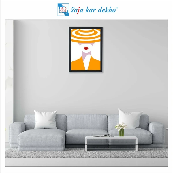 SAJA KAR DEKHO Beauty Mark And Hat Vector Illustration High Quality Weather Resistant HD Wall Frame | 18 x 12 inch | - 18 x 12 inch