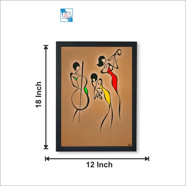 SAJA KAR DEKHO 3 Girls Music Aesthetic Art High Quality Weather Resistant HD Wall Frame | 18 x 12 inch | - 18 X 12 inch