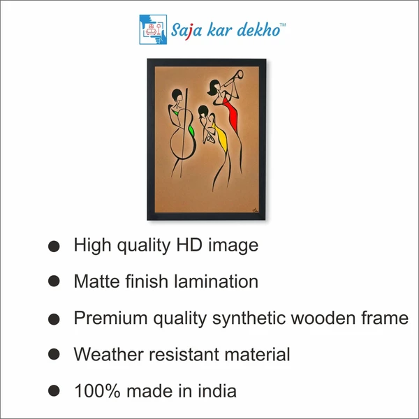 SAJA KAR DEKHO 3 Girls Music Aesthetic Art High Quality Weather Resistant HD Wall Frame | 18 x 12 inch | - 18 X 12 inch