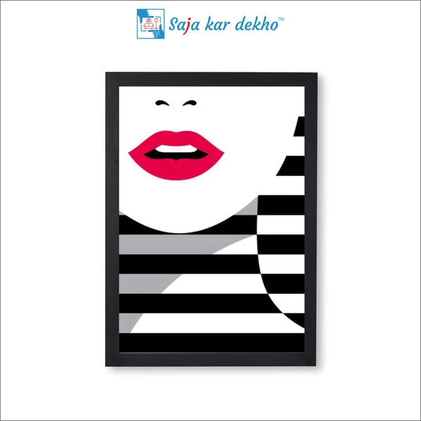 SAJA KAR DEKHO Frontal Red Lip Wall Art High Quality Weather Resistant HD Wall Frame | 18 x 12 inch | - 18 X 12 inch