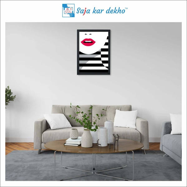 SAJA KAR DEKHO Frontal Red Lip Wall Art High Quality Weather Resistant HD Wall Frame | 18 x 12 inch | - 18 X 12 inch