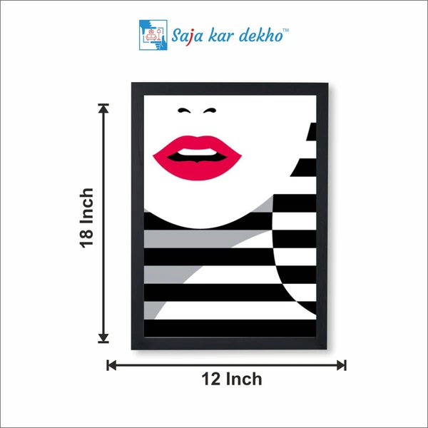 SAJA KAR DEKHO Frontal Red Lip Wall Art High Quality Weather Resistant HD Wall Frame | 18 x 12 inch | - 18 X 12 inch