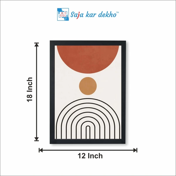 SAJA KAR DEKHO Mid Century Geometric Art High Quality Weather Resistant HD Wall Frame | 18 x 12 inch | - 18 X 12 inch