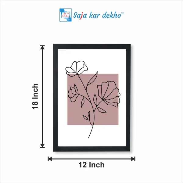 SAJA KAR DEKHO Flower Line Art High Quality Weather Resistant HD Wall Frame | 18 x 12 inch | - 18 X 12 inch