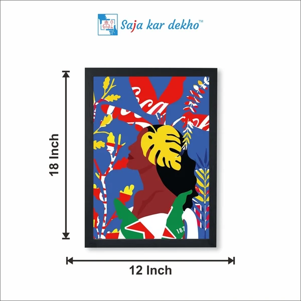 SAJA KAR DEKHO The Leaves With Woman High Quality Weather Resistant HD Wall Frame | 18 x 12 inch | - 18 x 12 inch