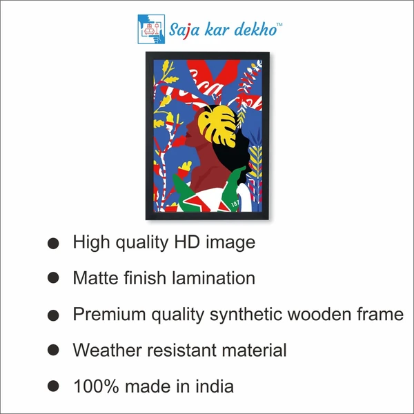 SAJA KAR DEKHO The Leaves With Woman High Quality Weather Resistant HD Wall Frame | 18 x 12 inch | - 18 x 12 inch