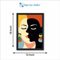 SAJA KAR DEKHO The One Frame Two Girls Abstract Art High Quality Weather Resistant HD Wall Frame | 18 x 12 inch | - 18 x 12 inch