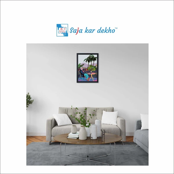 SAJA KAR DEKHO The Older Man Site In The Balcony Art Frame High Quality Weather Resistant HD Wall Frame | 18 x 12 inch | - 18 X 12 inch