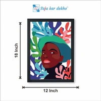 SAJA KAR DEKHO Influenced Artworks The Girl Brown Skin And Clean Lines Art High Quality Weather Resistant HD Wall Frame | 18 x 12 inch | - 18 X 12 inch