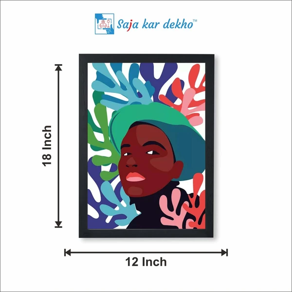 SAJA KAR DEKHO Influenced Artworks The Girl Brown Skin And Clean Lines Art High Quality Weather Resistant HD Wall Frame | 18 x 12 inch | - 18 X 12 inch