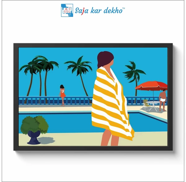 SAJA KAR DEKHO It's Summer Somewhere Canvas Unique Piece Mineral Paint Artwork High Quality Weather Resistant HD Wall Frame | 18 x 12 inch | - 18 X 12 inch
