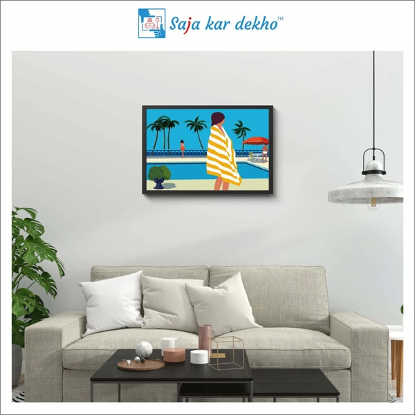 SAJA KAR DEKHO It's Summer Somewhere Canvas Unique Piece Mineral Paint Artwork High Quality Weather Resistant HD Wall Frame | 18 x 12 inch | - 18 X 12 inch