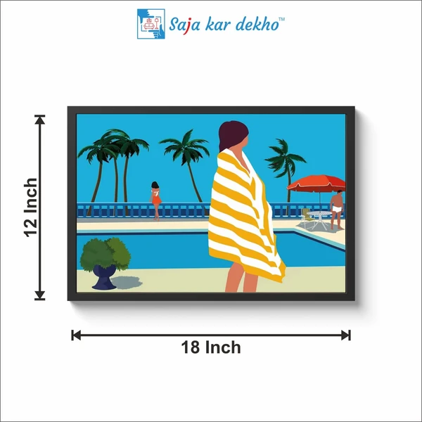 SAJA KAR DEKHO It's Summer Somewhere Canvas Unique Piece Mineral Paint Artwork High Quality Weather Resistant HD Wall Frame | 18 x 12 inch | - 18 X 12 inch