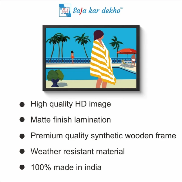 SAJA KAR DEKHO It's Summer Somewhere Canvas Unique Piece Mineral Paint Artwork High Quality Weather Resistant HD Wall Frame | 18 x 12 inch | - 18 X 12 inch