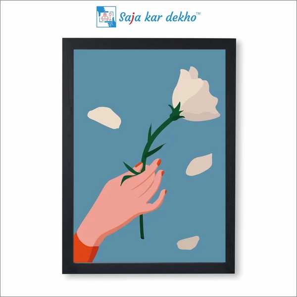 SAJA KAR DEKHO Flower Illustrator High Quality Weather Resistant HD Wall Frame | 18 x 12 inch | - 18 X 12 inch