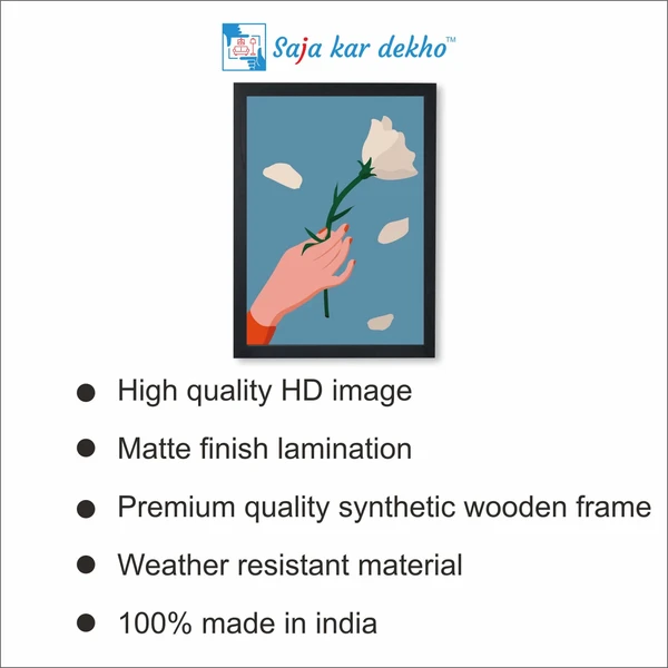 SAJA KAR DEKHO Flower Illustrator High Quality Weather Resistant HD Wall Frame | 18 x 12 inch | - 18 X 12 inch