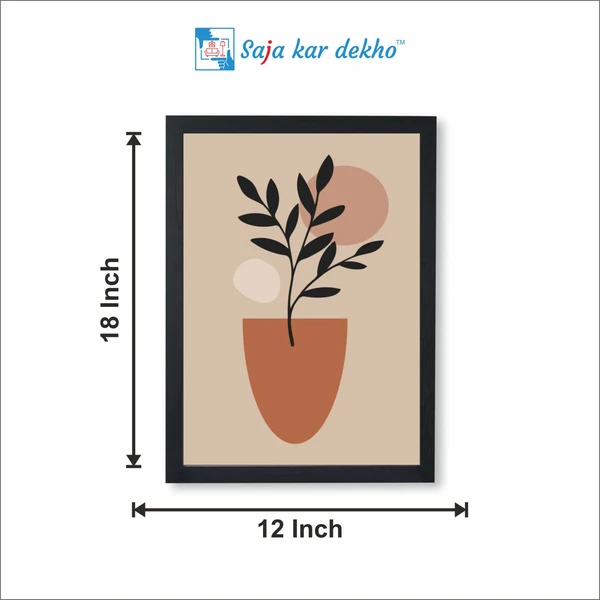 SAJA KAR DEKHO Abstract Vases With Palm Leaves And Dry Flowers Pastel Colored Drawn Illustration High Quality Weather Resistant HD Wall Frame | 18 x 12 inch | - 18 X 12 inch