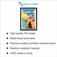 SAJA KAR DEKHO Girl Sitting On The Beach In Frame High Quality Weather Resistant HD Wall Frame | 18 x 12 inch | - 18 X 12 inch