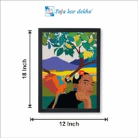 SAJA KAR DEKHO The Girl Photo With Garden Background High Quality Weather Resistant HD Wall Frame | 18 x 12 inch | - 18 X 12 inch