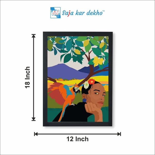 SAJA KAR DEKHO The Girl Photo With Garden Background High Quality Weather Resistant HD Wall Frame | 18 x 12 inch | - 18 X 12 inch