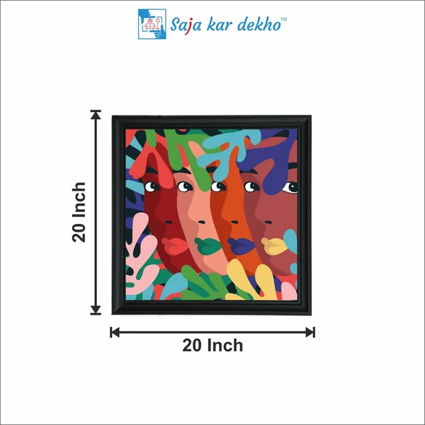 SAJA KAR DEKHO Flat Design Portrait In Art Style In Bright Colors High Quality Weather Resistant HD Wall Frame | 20 x 20 inch | - 20 X 20 inch