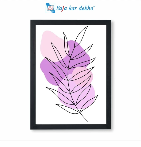 SAJA KAR DEKHO Flower Draw Line Abstraction Art High Quality Weather Resistant HD Wall Frame | 18 x 12 inch | - 18 X 12 inch