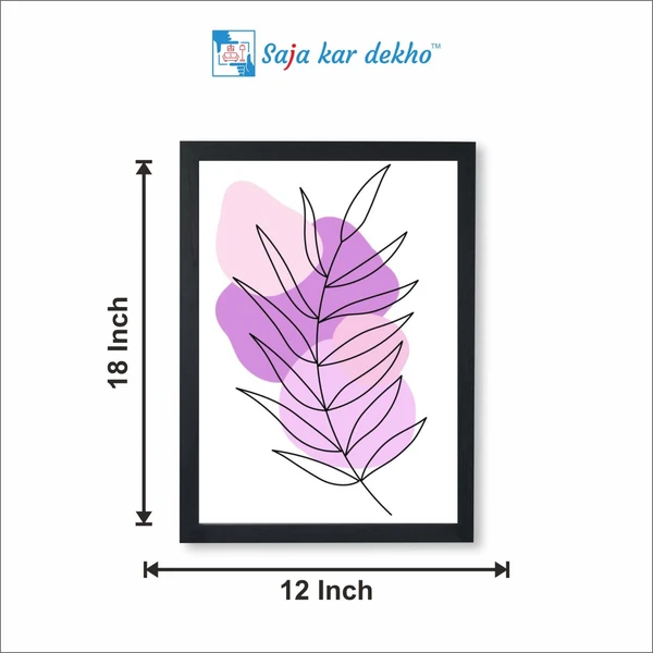 SAJA KAR DEKHO Flower Draw Line Abstraction Art High Quality Weather Resistant HD Wall Frame | 18 x 12 inch | - 18 X 12 inch