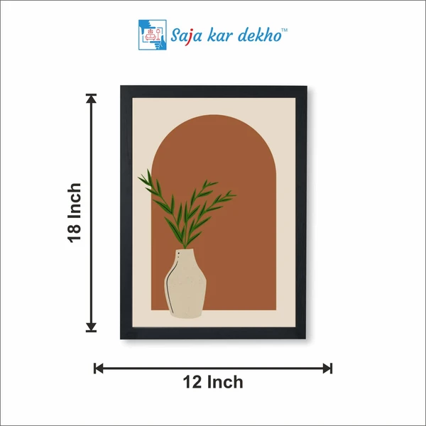 SAJA KAR DEKHO Plant In Vase Pattern Background Art High Quality Weather Resistant HD Wall Frame | 18 x 12 inch | - 18 X 12 inch