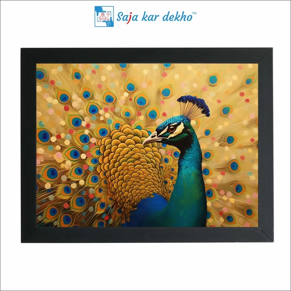 SAJA KAR DEKHO Beautiful Peacock High Quality Weather Resistant HD Wall Frame | 18 x 12 inch | - 18 X 12 inch