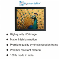 SAJA KAR DEKHO Beautiful Peacock High Quality Weather Resistant HD Wall Frame | 18 x 12 inch | - 18 X 12 inch
