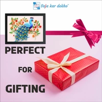 SAJA KAR DEKHO Beautiful Peacock With Flower And Leaves High Quality Weather Resistant HD Wall Frame | 18 x 12 inch | - 18 X 12 inch