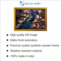 SAJA KAR DEKHO The Leaves With Beautiful Peacock High Quality Weather Resistant HD Wall Frame | 18 x 12 inch | - 18 X 12 inch