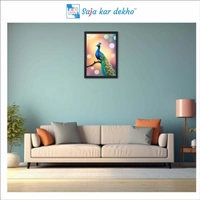 SAJA KAR DEKHO Beautiful Peacock High Quality Weather Resistant HD Wall Frame | 18 x 12 inch | - 18 X 12 inch