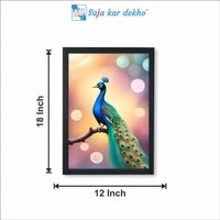 SAJA KAR DEKHO Beautiful Peacock High Quality Weather Resistant HD Wall Frame | 18 x 12 inch | - 18 X 12 inch