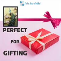 SAJA KAR DEKHO A Peacock Sits On a Branch With Flowers On It High Quality Weather Resistant HD Wall Frame | 18 x 12 inch | - 18 X 12 inch