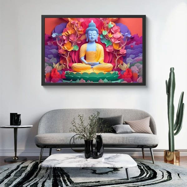 Lord Buddha High Quality Weather Resistant HD Wall Frame  | 18 x 12 inch | - 18 x 12 inch