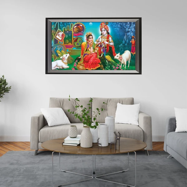 SAJA KAR DEKHO RADHA KRISHANA PHOTO High Quality Weather Resistant HD Wall Frame  | 18 x 12 inch | - 18 X 12 inch